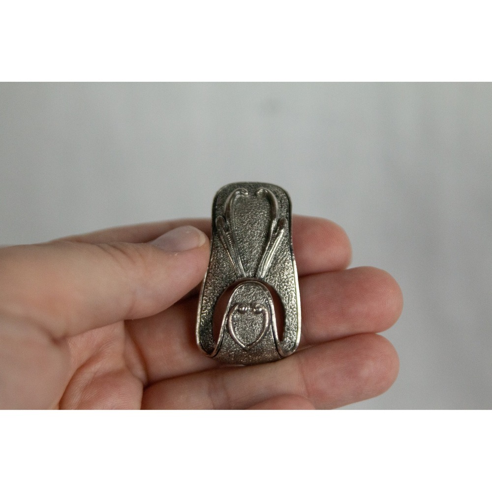 Vintage Sarah Coventry Silver Tone Textured Abstract Modernist Brooch Pin